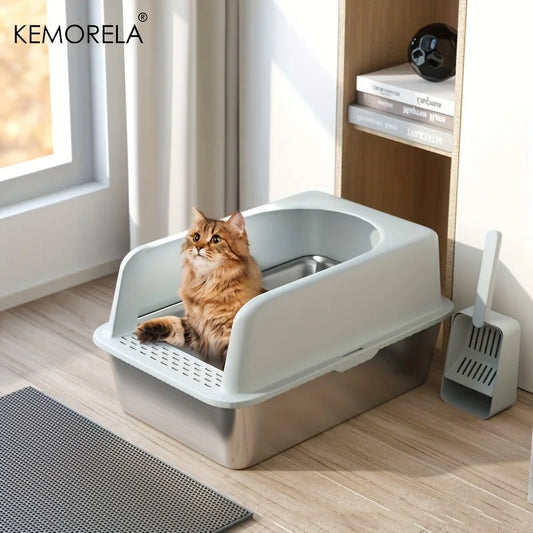 Stainless Steel Litter Box With Litter Mat And Litter