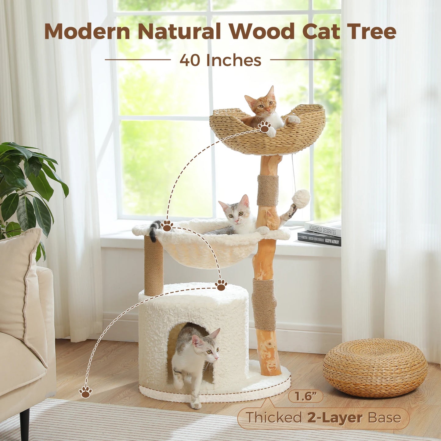 Modern Cat Tree, Luxury Cat House Bed for Indoor