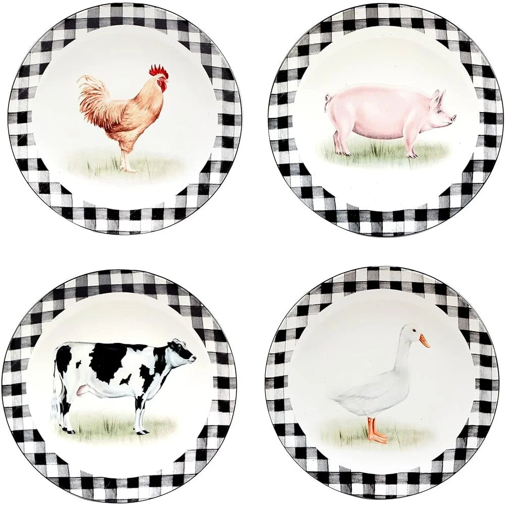 Farm Animal Decorated Salad Dessert Plates
