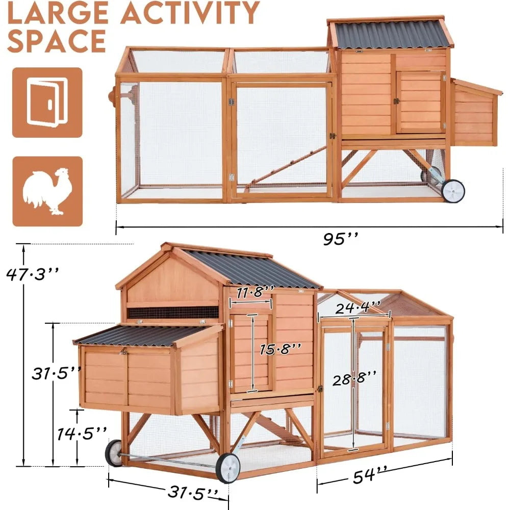 U-MAX 95" Chicken Coop with Wheels