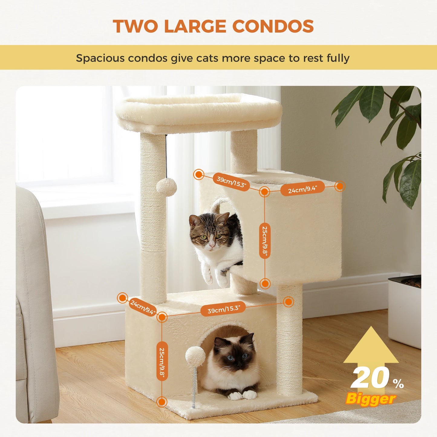 Cat Tree Tower with Detachable Top Perch