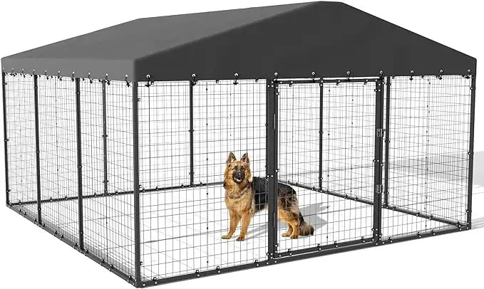 Large Outdoor Kennel with Fully Covered Roof