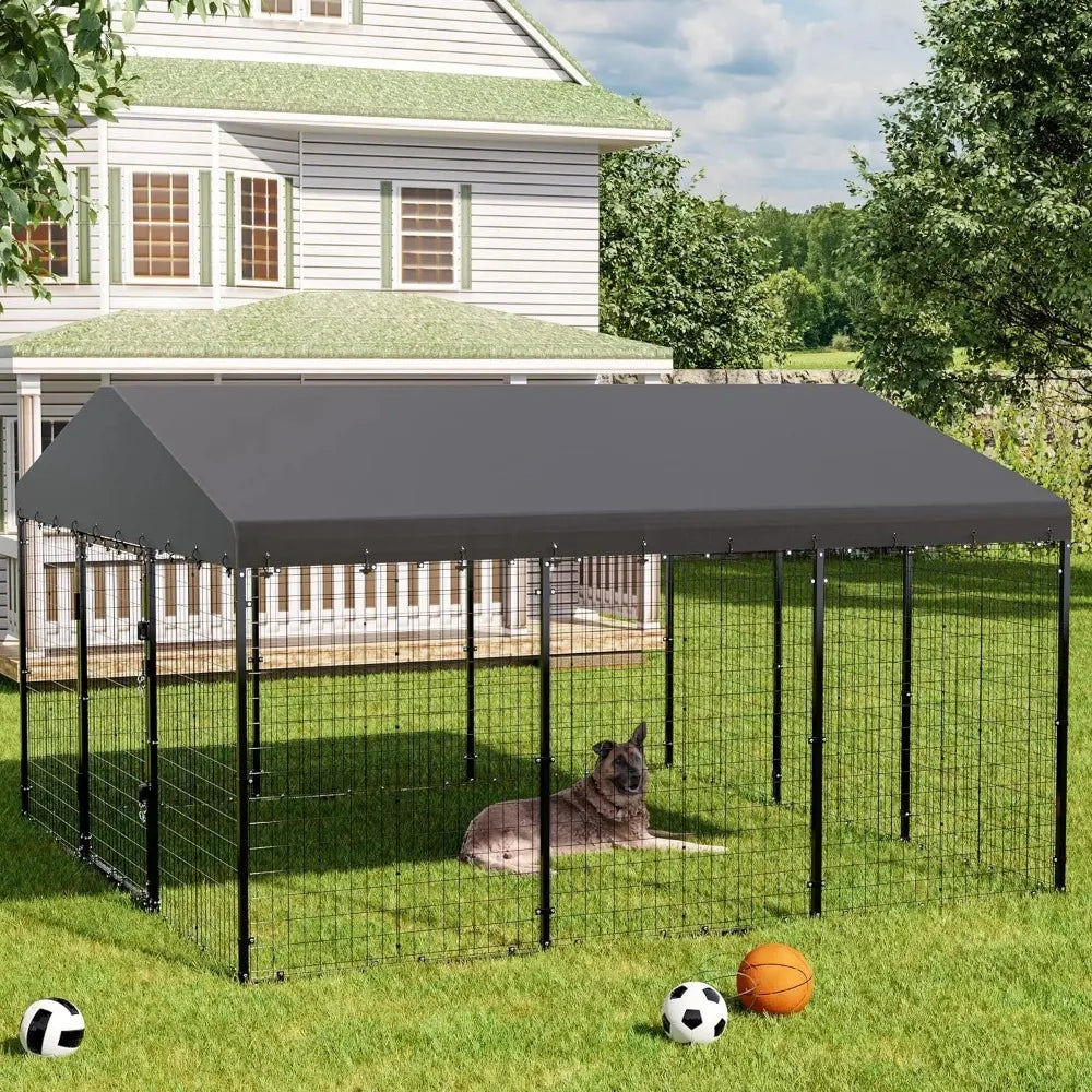Large Outdoor Kennel with Fully Covered Roof