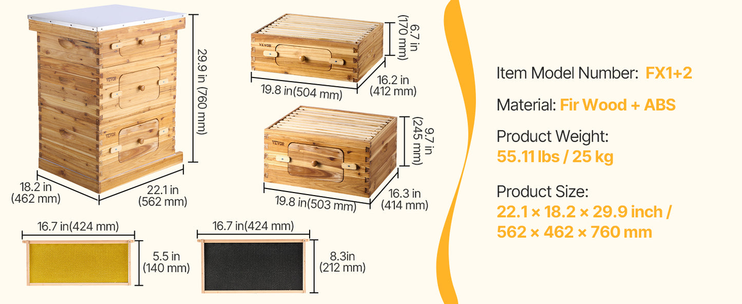 VEVOR Bee Hive Deep Box Starter Kit