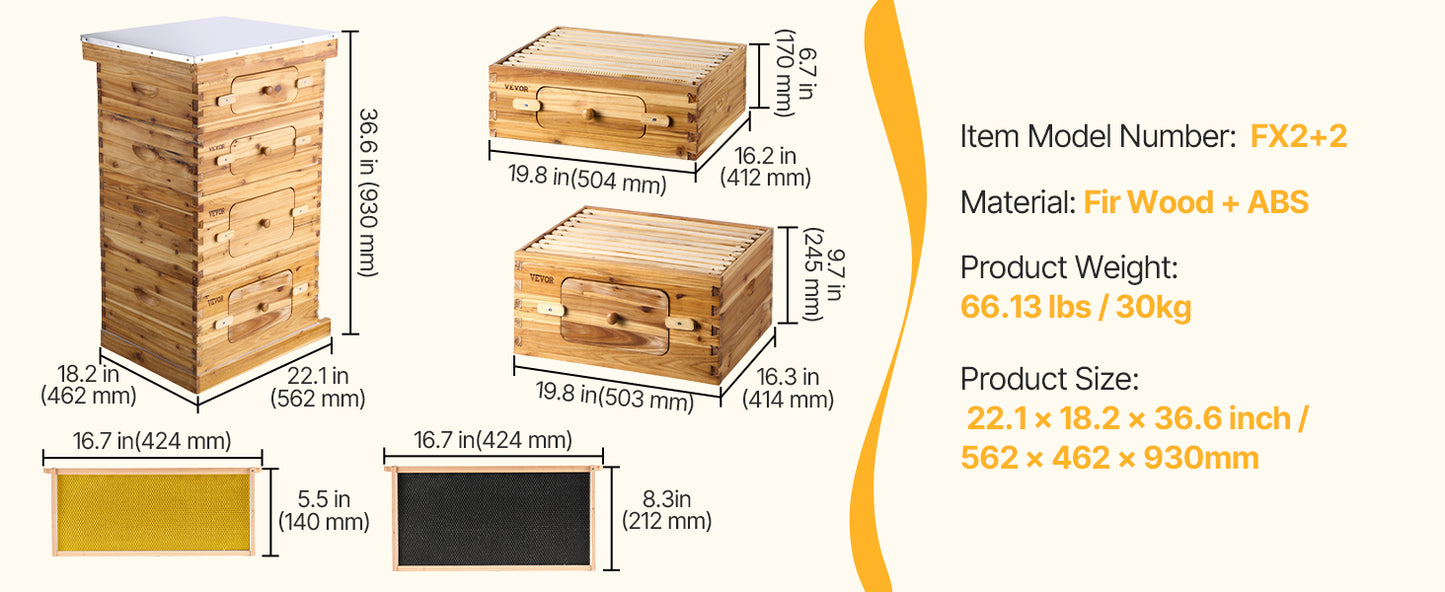 VEVOR Bee Hive Deep Box Starter Kit