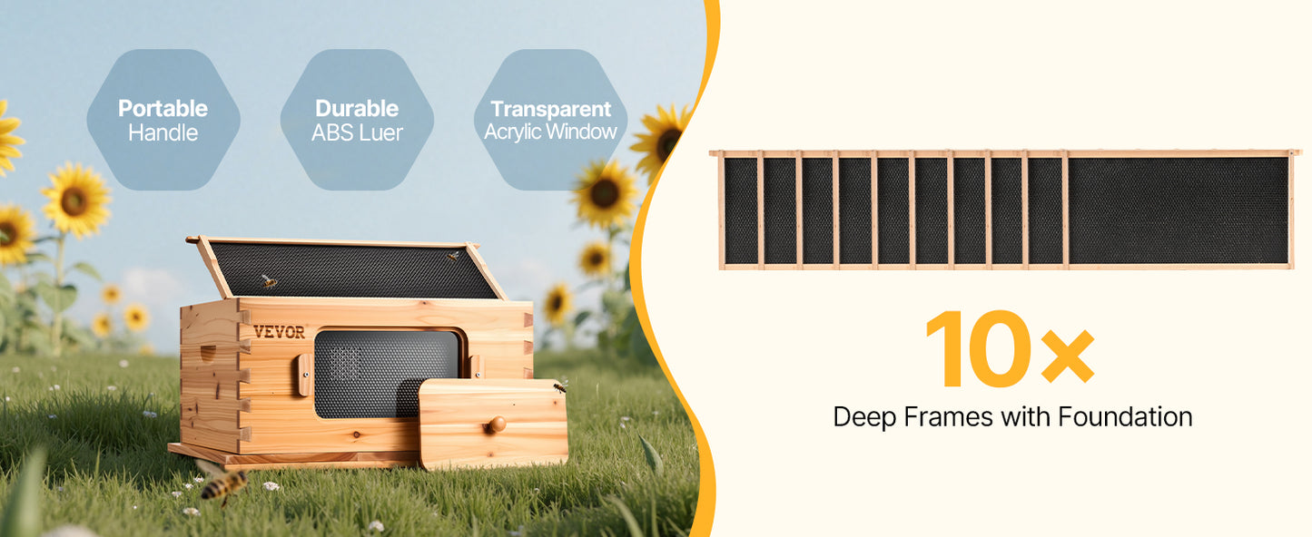 VEVOR Bee Hive Deep Box Starter Kit