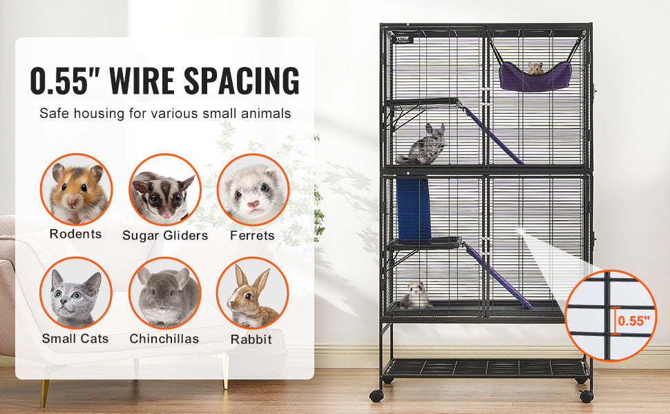 SucceBuy 64.6" Rolling Metal Ferret Cage Large