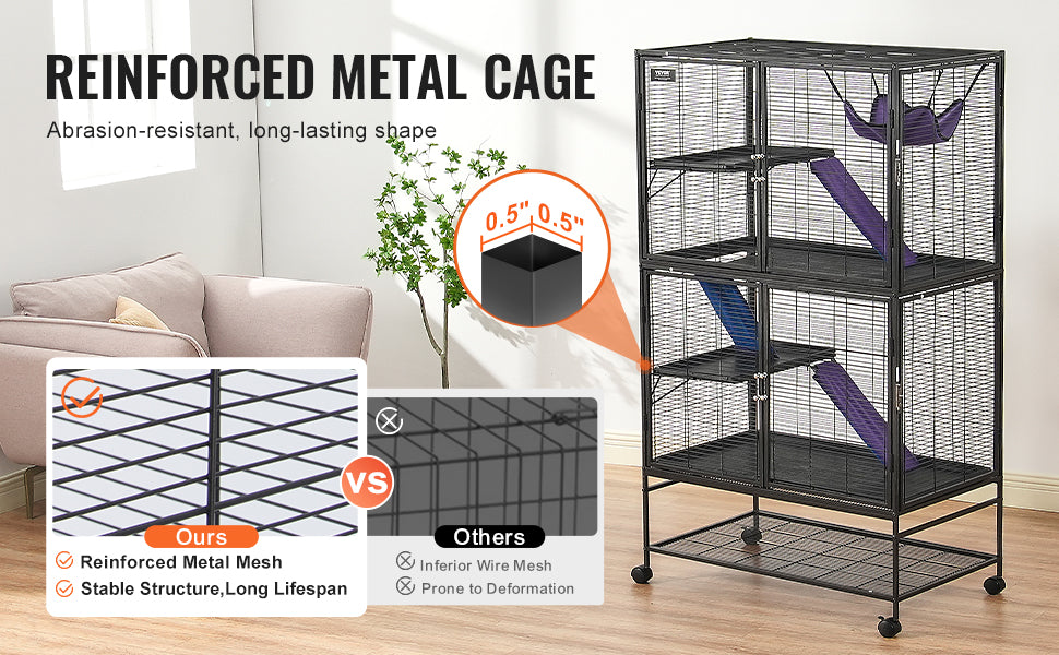 SucceBuy 64.6" Rolling Metal Ferret Cage Large