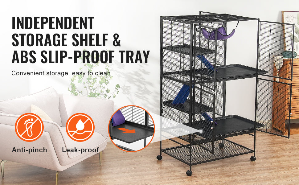 SucceBuy 64.6" Rolling Metal Ferret Cage Large