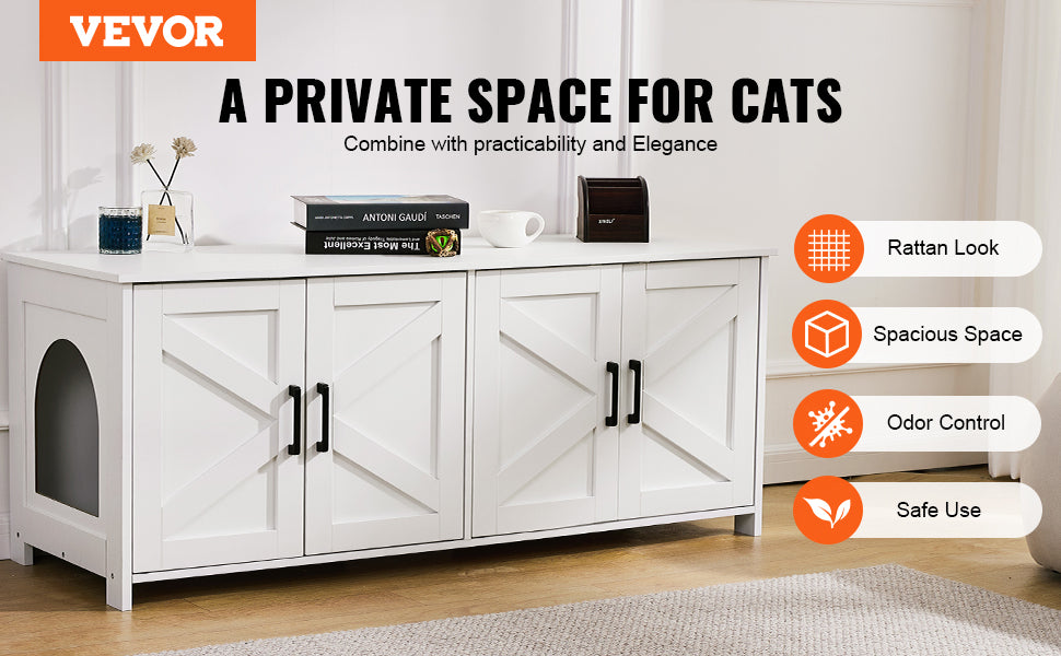 VEVOR Cat Litter Box Enclosure, White