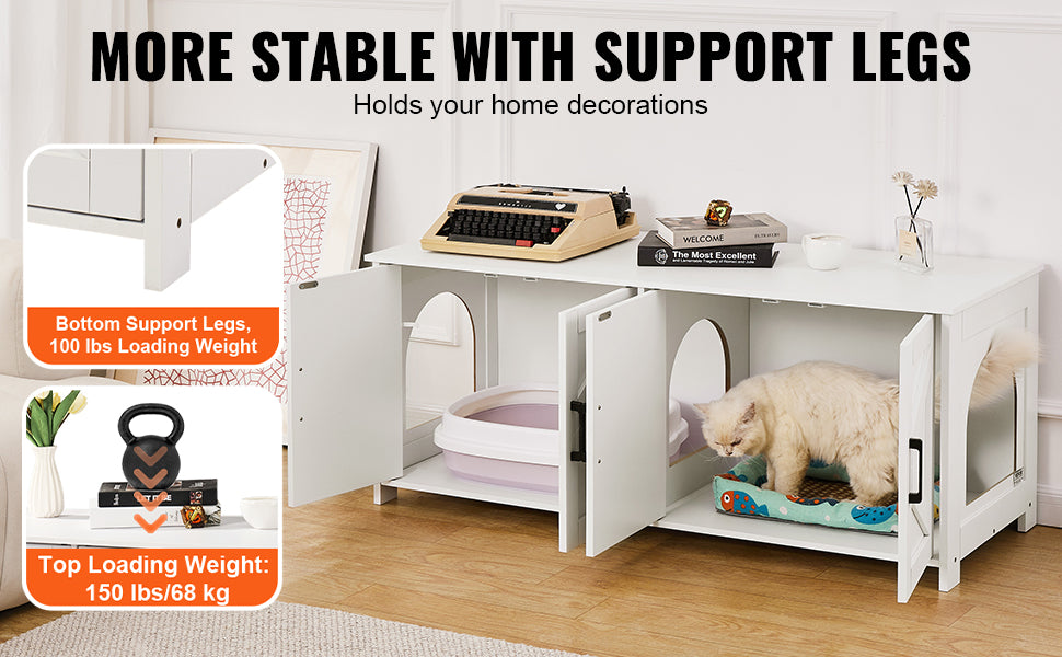 VEVOR Cat Litter Box Enclosure, White